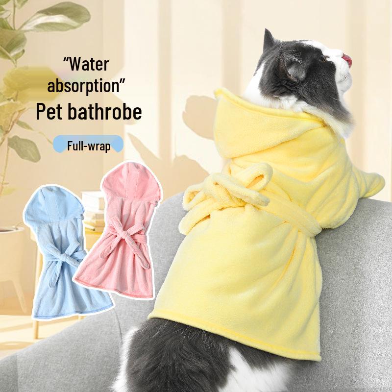 Super Absorbent Microfiber Pet Bathrobe - Quick Dry Dog & Cat Towel
