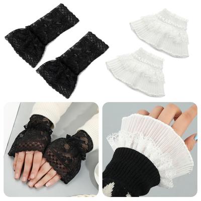 Scar Cover Sweater Decorative Detachable Sleeve Cuffs Ruffles Elbow Sleeve Lace Cuffs Fake Sleeve