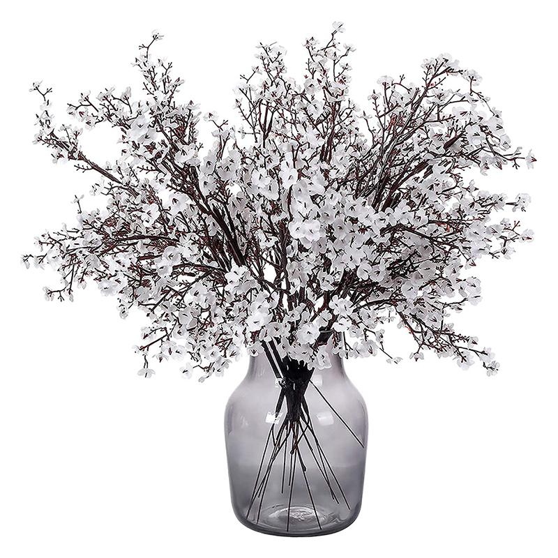 10PCS Artificial Plants Long Baby's Breath Christmas Decor Vase for Home Wedding Bridal Festival DIY Party Fake Plastic Flowers