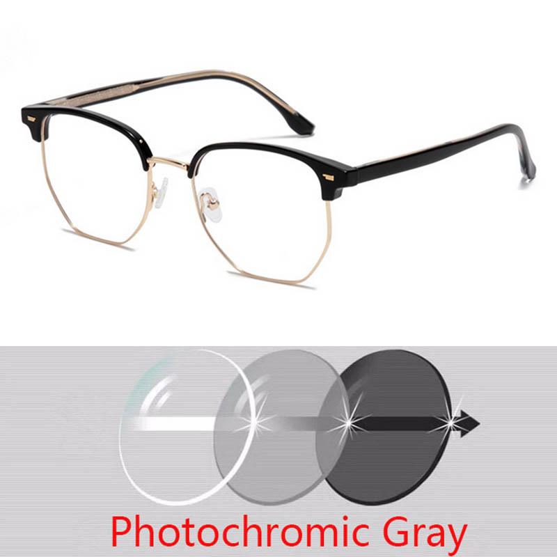 Fashionable Semi-Rimless Eyeglasses Frames With Temples Short-Sight Eyewear Diopter 0 -0.5 -0.75 -1.0 To -6.0