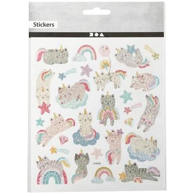 Stickers - Unicorn Cats - Glittery - Multicolored - 26 Pcs