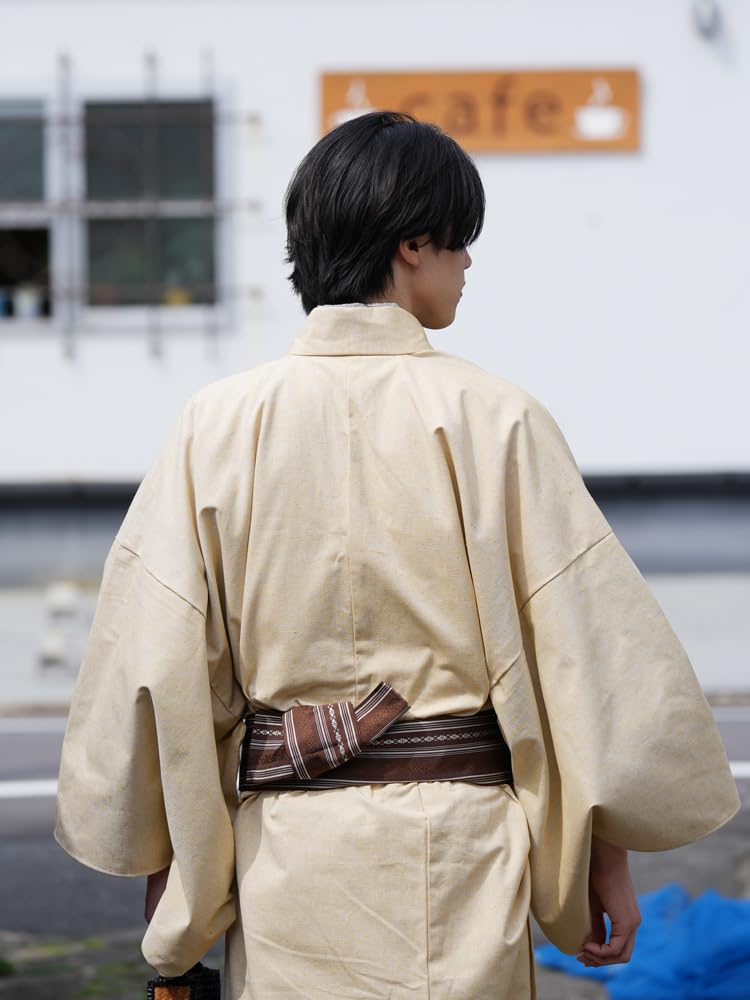 Square Obi Hakata Ori Pure Silk Made In Japan Kimono Yukata Gift White [TAYU-TAFU] Men's Men's Year-round