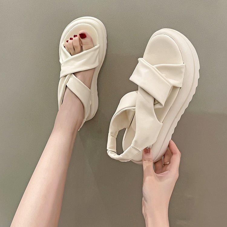 Fashion Sandals Women 2025 New Platform Sandals Summer Women Fashion PU Lightweight Buckle Sandals Platform Heel Sandals Sandalias Mujer