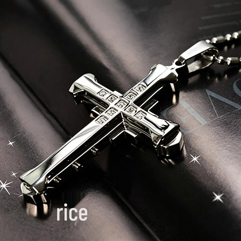 2024 Men's Diamond Cross Pendant Necklace - Silver, Gold, & Black Dark Knight Style