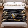 Pittsburgh Penguins Printed Flannel Blanket Custom Name Text Soft Warm Throw For Bedroom Holiday Gift