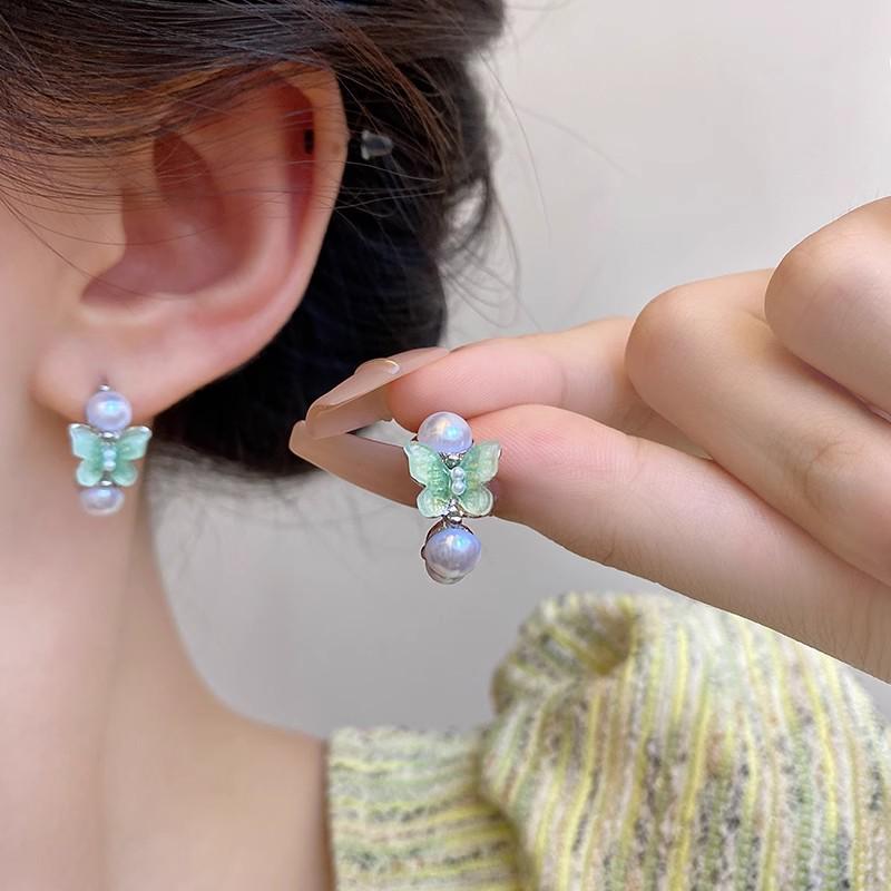 Pearl Butterfly Stud Earrings - Elegant & Sweet Summer 2025 High-End Design for Women