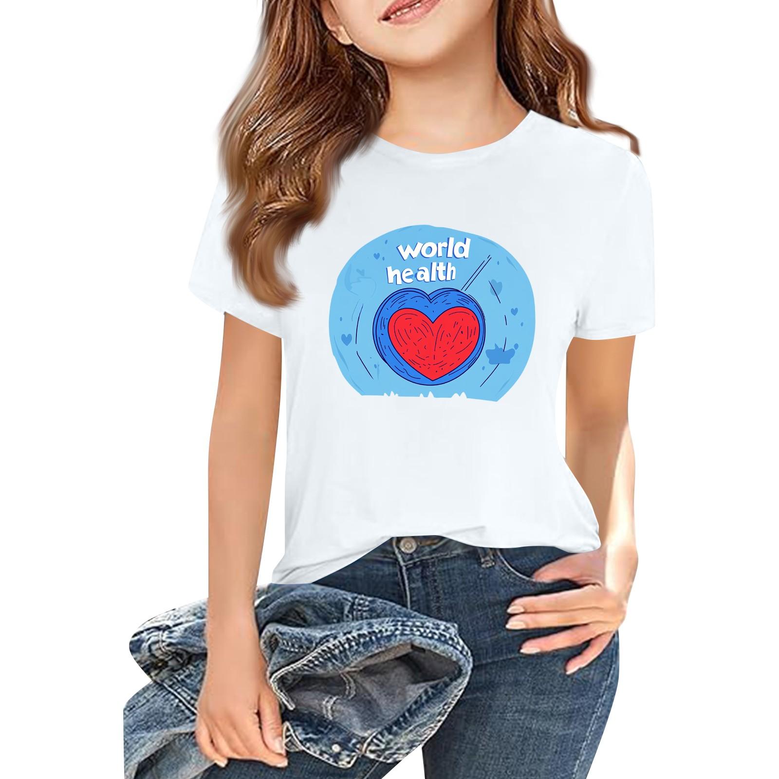 

Детская модная повседневная футболка с коротким рукавом и круглым вырезом с принтом 160 белый