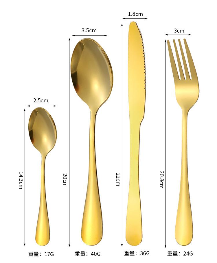 stainless steel cutlery spoon box gold gift box set 24 pieces set of western cutlery four-piece set