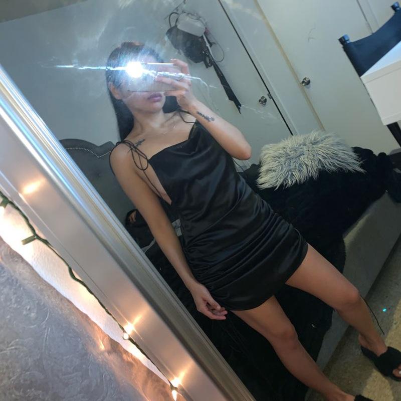 IELGY Summer Women's Explosive Short Skirt Sling Sexy Halter Nightclub Dress