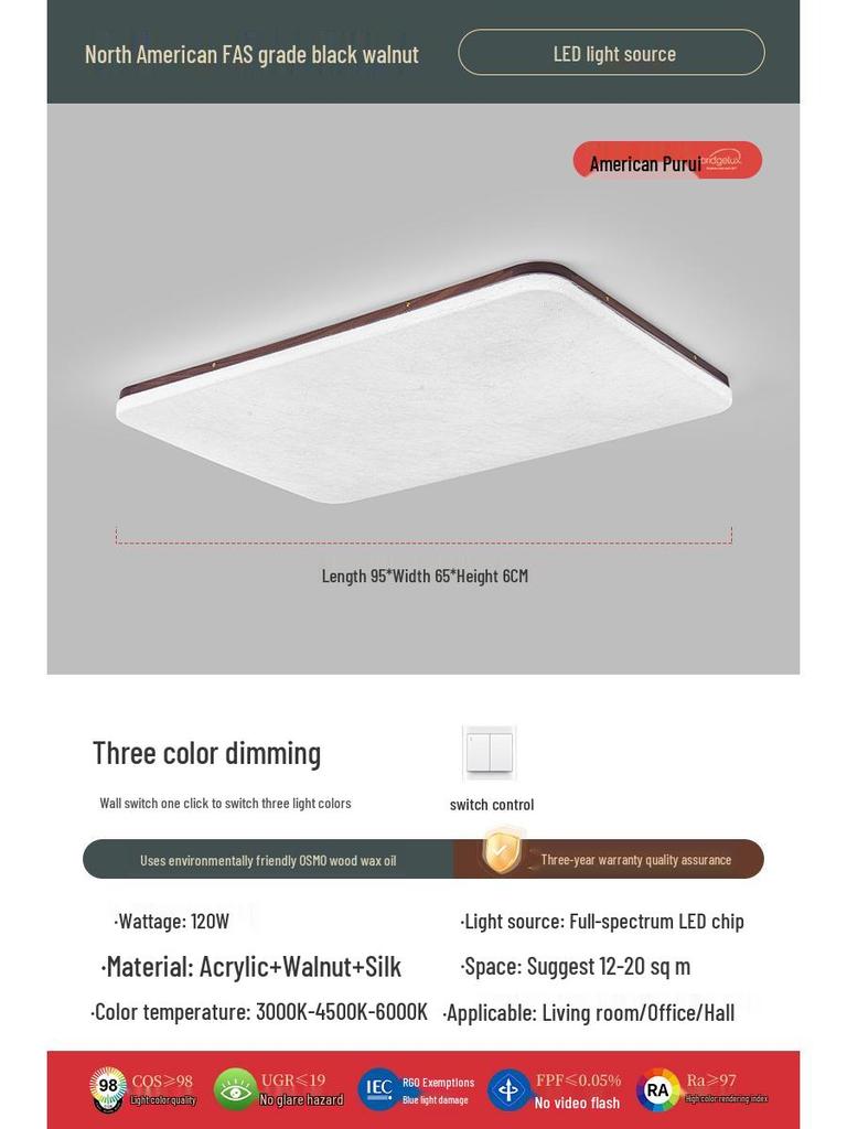 Retro Walnut Zen Ceiling Light with Song Dynasty Silk Aesthetics