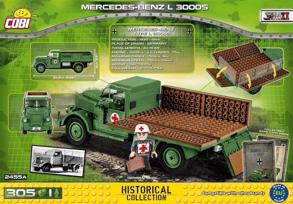 Cobi Historical Collection #2455A Militärblock WWII Deutsches Armee-Sanitätsfahrzeug Mercedes Benz L3000S