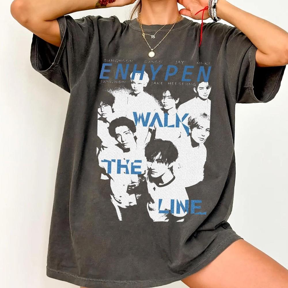 Enhypen Walk the Line World Tour 2025 Mineral Wash T-Shirt Full Sizes S-5XL Unisex T-Shirt M