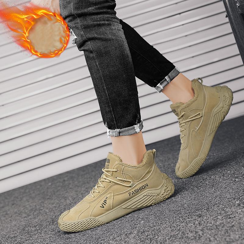 Мужские плюшевые теплые и модные высокие рабочие ботинки — фото 15