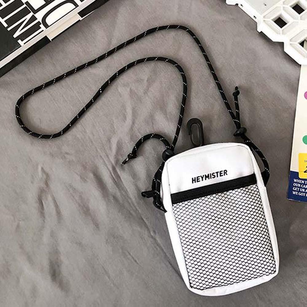 

Этикетка Мужская наплечная сумка Ткань Оксфорд Мини квадратная сумка на молнии Поясная сумка с карабином Ежедневная белый