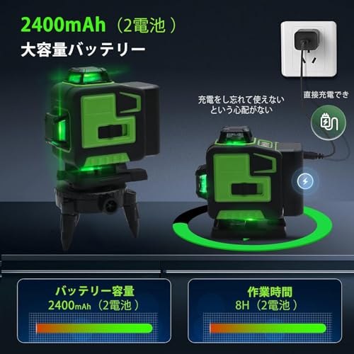 Laser Level, 4D Green Laser Level, 4x360°, Level for Building and Alignment, Rechargeable Battery, Remote Control, Magnetic Rotating Stand, Laser Safe