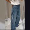 Women's Clothing INS Hot Side Heavy Work Bead Rivet Decoration Washed Jeans