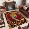 Leopard Theme Crystal Velvet Floor Rug Personalized Custom Name Text Warm Carpet Home Decoration