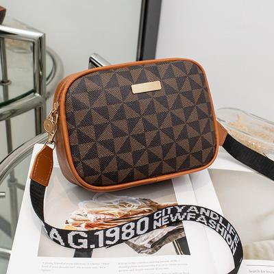 New Fashionable Contrasting Color Shoulder Messenger Women's Bag Printed Webbing Camera Bag Long Standard Shoulder Bag One Piece