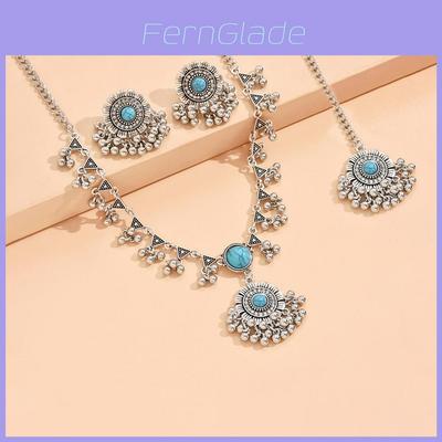 Ethnic Fusion Necklace And Earring Set With Tassel Accents For Wedding Fashion Jewelry