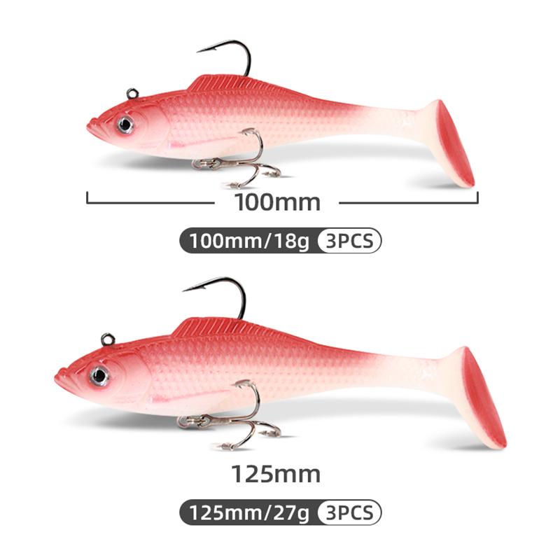 MEREDITH Soft Minnow Bait 10cm/18g & 12.5cm/27g 3pcs Lead Jig Pike Bass JXJ01