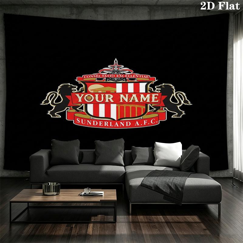 Sunderland Afc Crest Custom Name Wall Tapestry Aesthetic Wall Hanging Printed Fabric Blanket Decorative Tapestries For Bedroom Living Room Home Decor