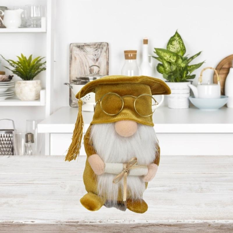 Graduation Season Gnome Scholarly Doctorial Hat Decorative Hat Face less Doll Decorations for Holiday Party Decorations
