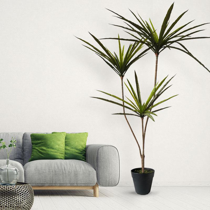 90-120cm Large Artificial Dracaena Plants Tropical Potted Tree Fake Plastic Palm Leaves Cycas Plant For Home Garden Indoor Decor