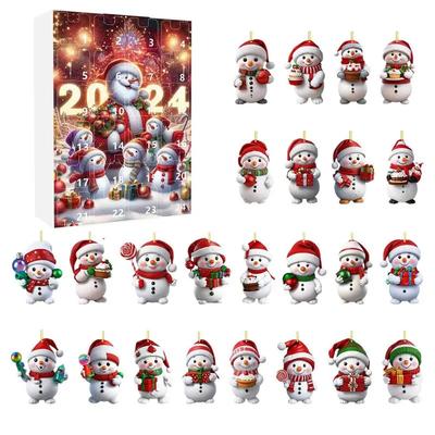 Snowman Christmas Advent Calendar 2024, Christmas Countdown Calendar, Collectible Gnome Acrylic Dolls Toy Decoration