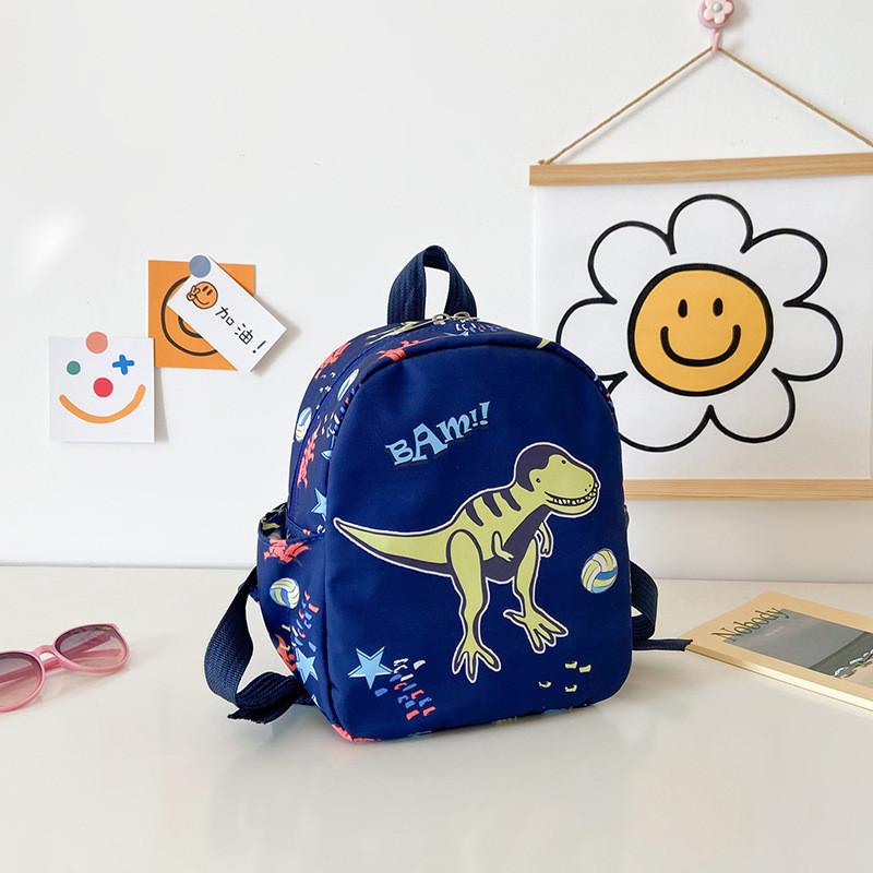 Adorable Cartoon Dinosaur Print Children's Backpack Lightweight Canvas School Bag