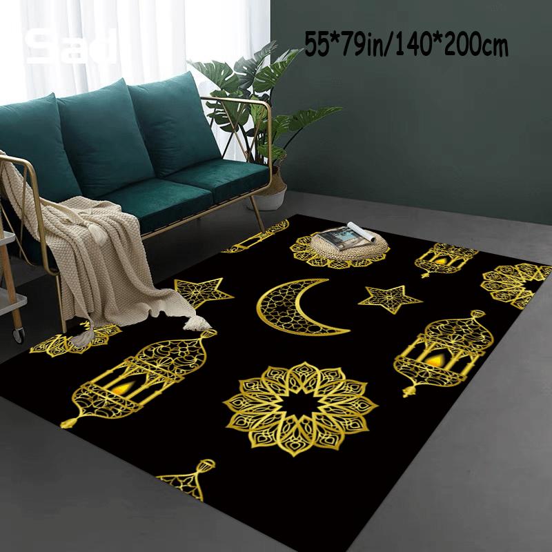 Crystal Velvet Ramadan Festival Golden Moon Lamp Carpet Area Rug Soft  Machine Washable Non-slip  Office  Entrance Door Mat