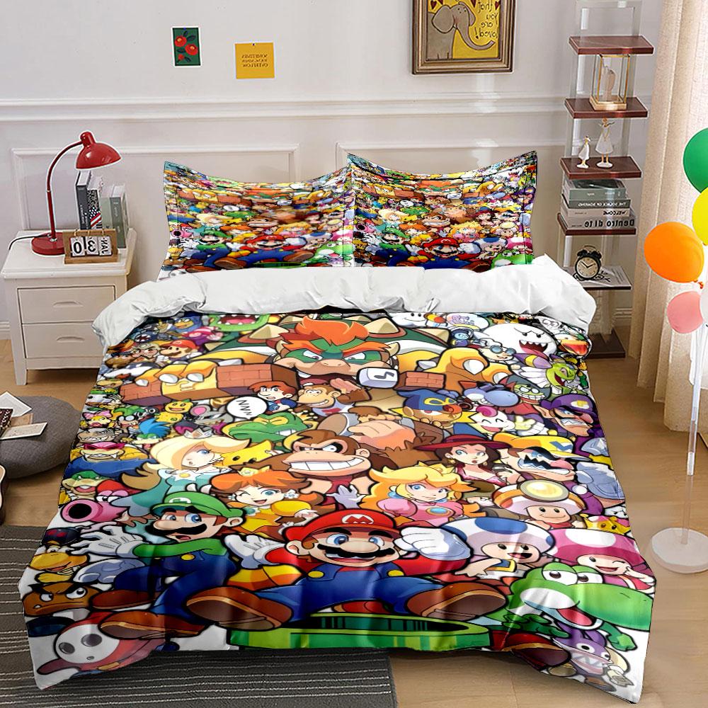Characters from Mario franchise. Bedding sets Duvet cover sets Duvet covers Pillowcases(1 * Duvet Cover 2 * Pillowcases without duvet insert) 135x200cm