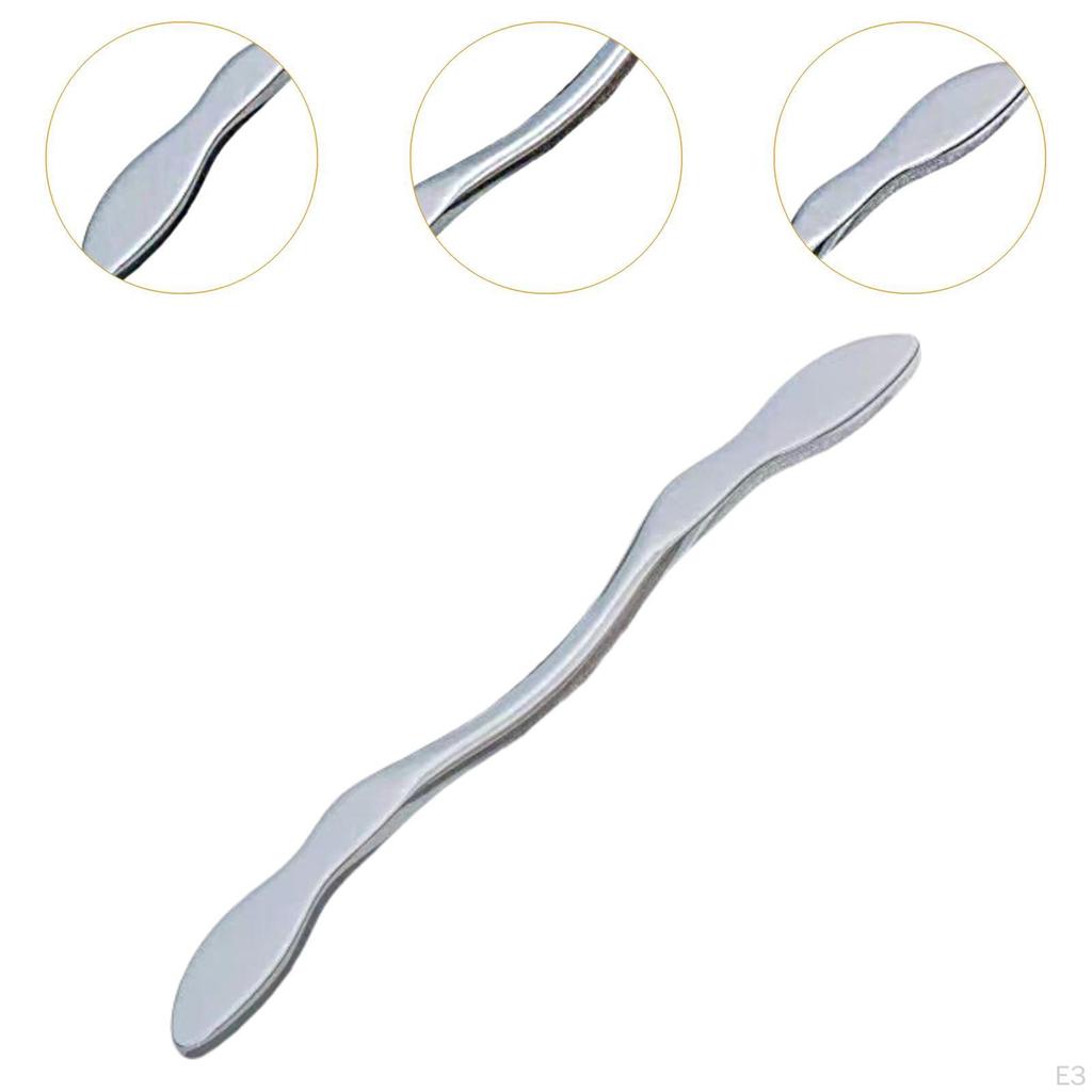 Ergonomic Gua Sha Board in Stainless Steel for Body Massage Targeting Back Arms