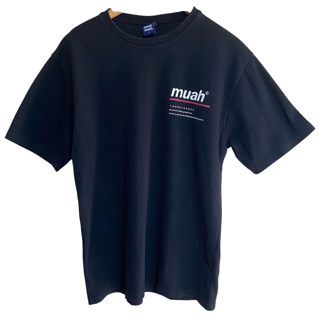 

[USED] Muahmuah T-shirt/Korean Streetwear, Black, Free Size
