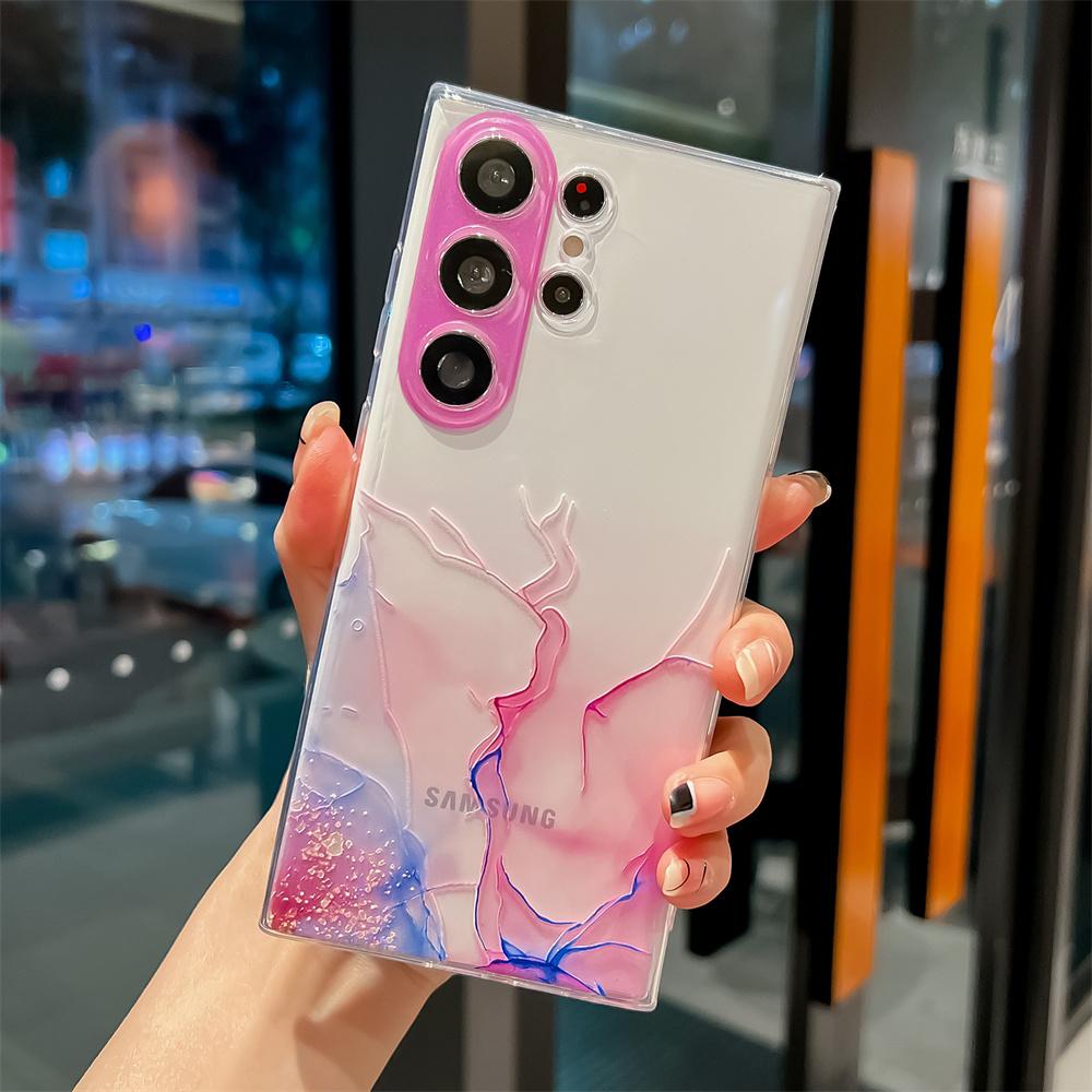 Aquarellmaleri Marmordeksel for Samsung S24U S23 Ultra S22 S21 Plus A55 5G A54 A34 A23 A52 A72 A33 A12 Gjennomsiktig Mykt Silikondeksel