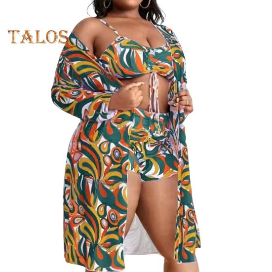 3 sztuk/zestaw kobiety seksowne bikini zestaw drukuj biustonosz typu Sling biustonosz wysokiej talii kąpielówki krem ​​do opalania zestaw kardigan szybkoschnący strój kąpielowy kostiumy kąpielowe