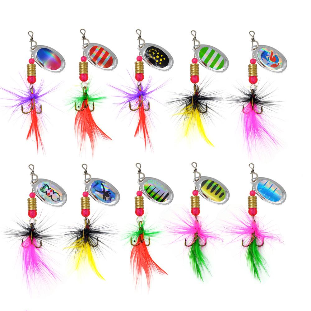 Rotating Spinner Lure Set, 16Pcs 3.5g Metal Spoon Baits with Tackle Box for Trout and Bass