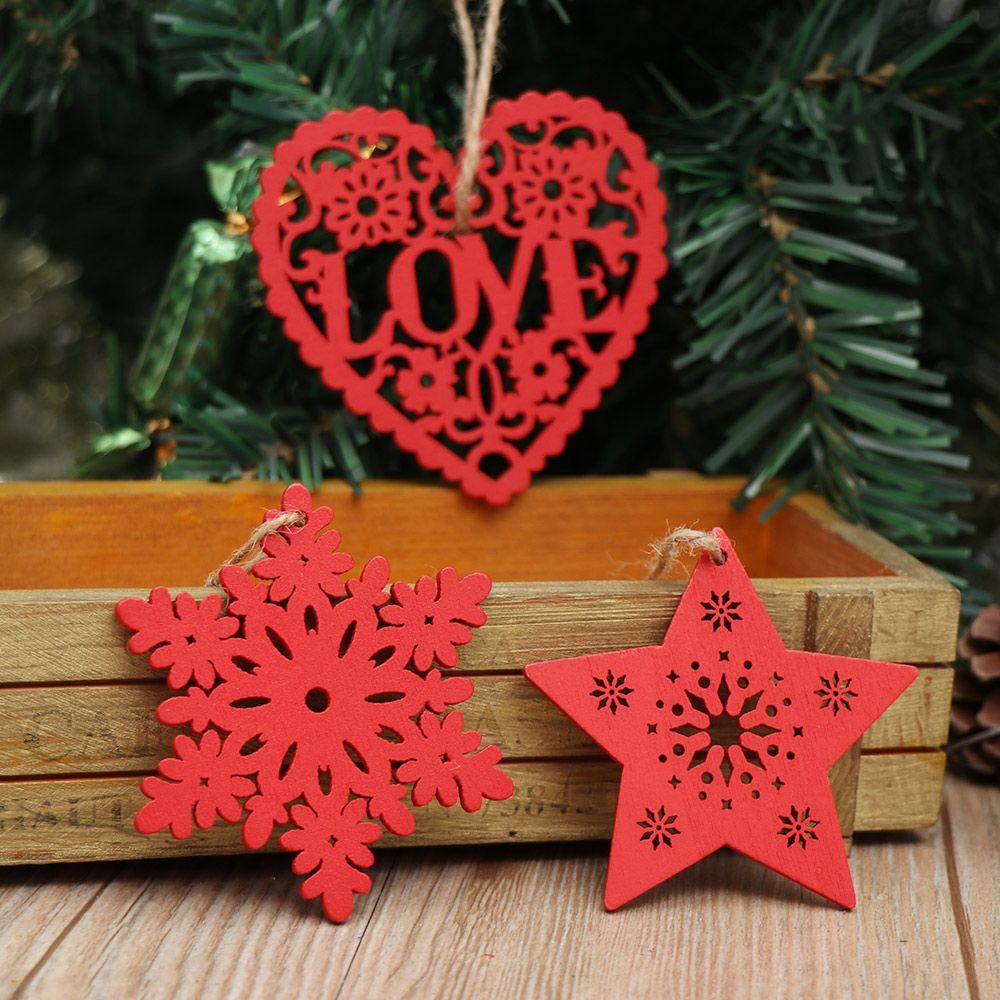Wood Crafts Drop Pendant Christmas Tree Decoration Xmas Hanging Wooden Ornaments Santa/Elk/Angel