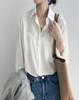 Women's Loose Gray-Blue Long-Sleeve Shirt - Niche Korean Hong Kong Style for Spring and Autumn