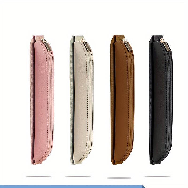 1pc Faux Leather Pen Case with Zipper Portable Elastic Sleeve for Notebooks, Irregular Shape, Daily Office Supplies