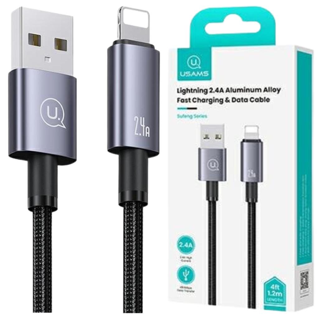 Usams Kabel Usb Na Lightning 2,4A 1,2Mfast Charging Stalowy/Tarnish Sj667Usb01 (Us-Sj667)