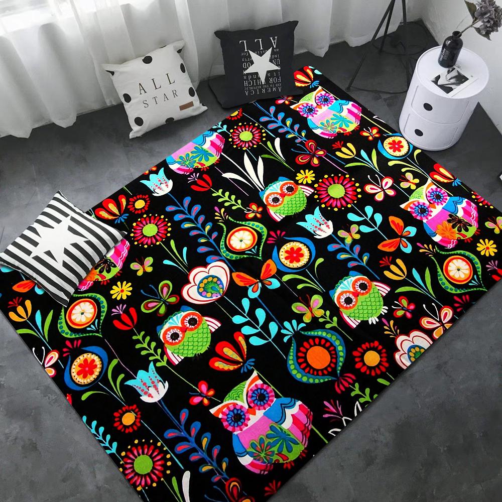 Узор Цветные Совы Коврик для Пола Стиль ИНС Мягкий Коврик для Спальни Дома Коврик для Прачечной Противоскользящие Бытовые Ковры 40x60cm