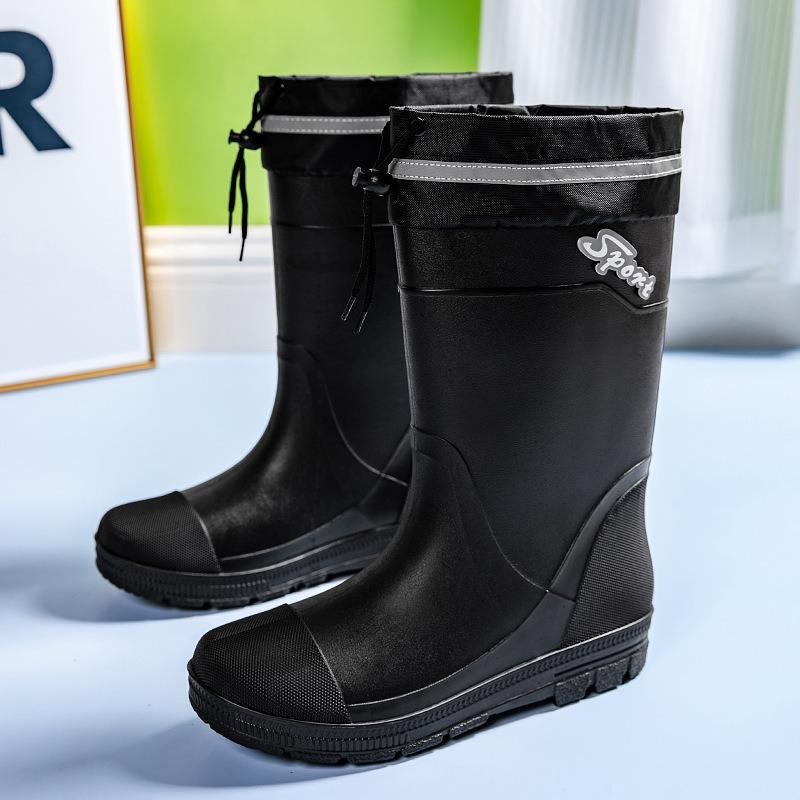 Summer men's high rain boots contrasting black and red fishing rain boots car wash cleaning wading shoes work shoes men