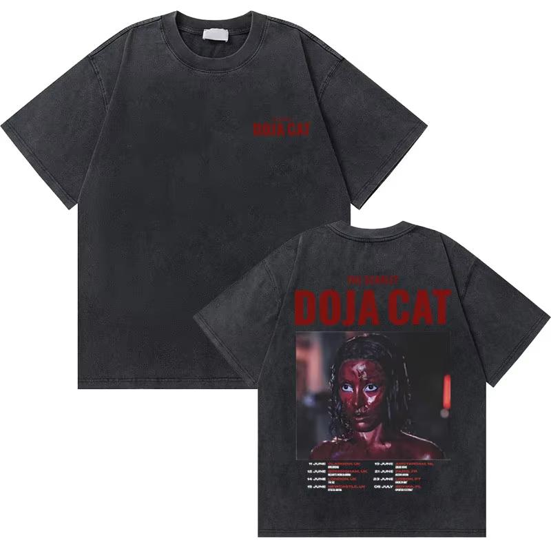 

Vintage Washed Doja Cat Ma Vie World Tour T Shirt Men Women Clothing Fashion T-shirts Casual Cotton T-shirt Tops 3XL