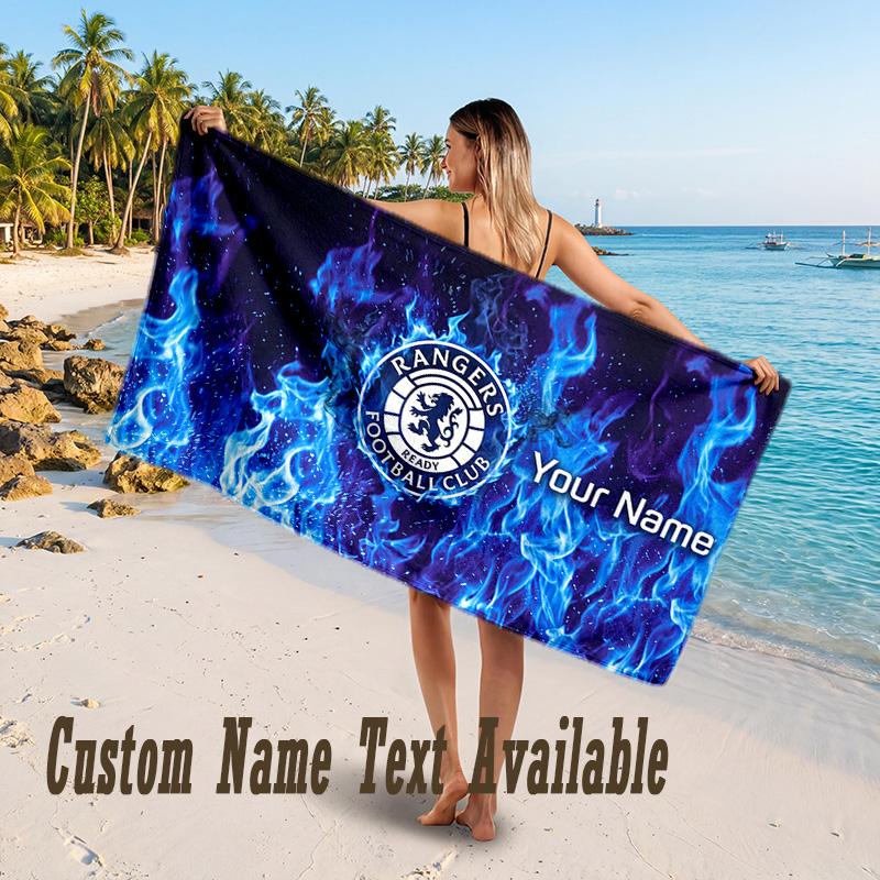 Rangers FC Design Beach Towel Custom Text Large Towel for Beach Vacation