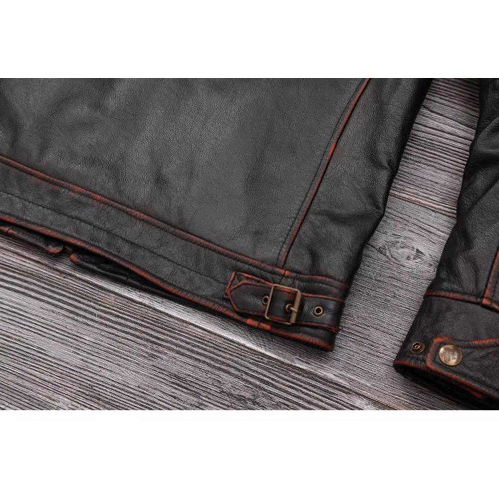 Chinese Size Genuine Cowhide Leather Men Leather Jacket Jackets Hand Edged Coat Men Leather Jacket Autumn
