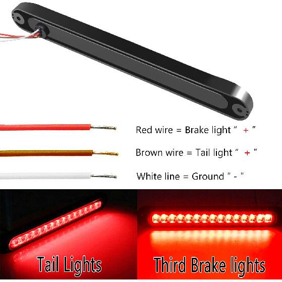 2 Pack 10" 15 LED Trailer Identification Light 9 To 30-Volt, LED Stop Turn Tail Light Assembly Third Brake Bar Strip Rear Marker Light IP67
