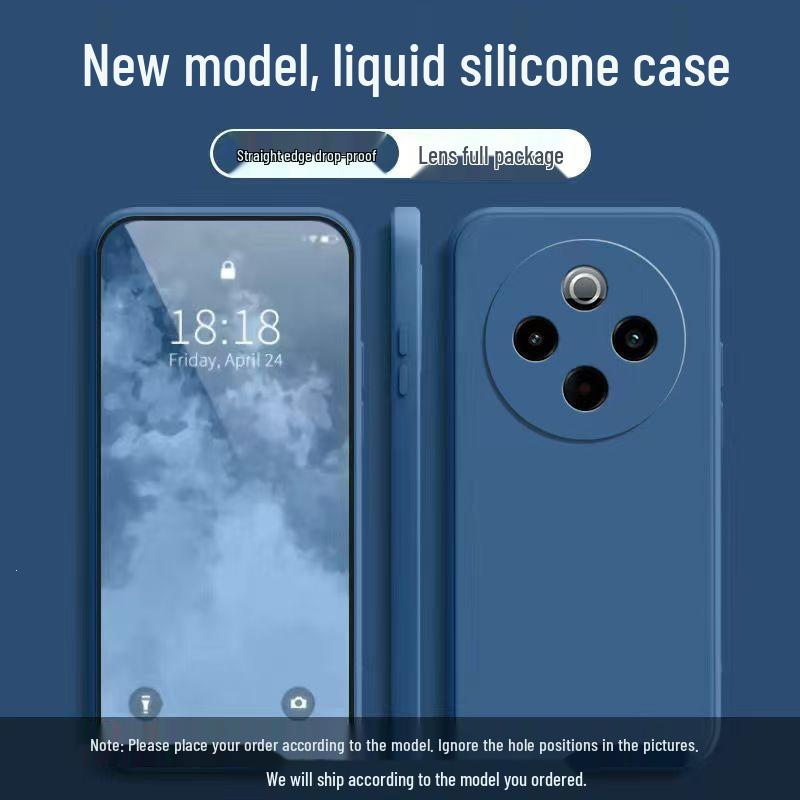Vivo Y300pro+ Soft Silicone Cube Case: Solid Color, Liquid, Drop-Proof, All-Inclusive, Straight Edge Design