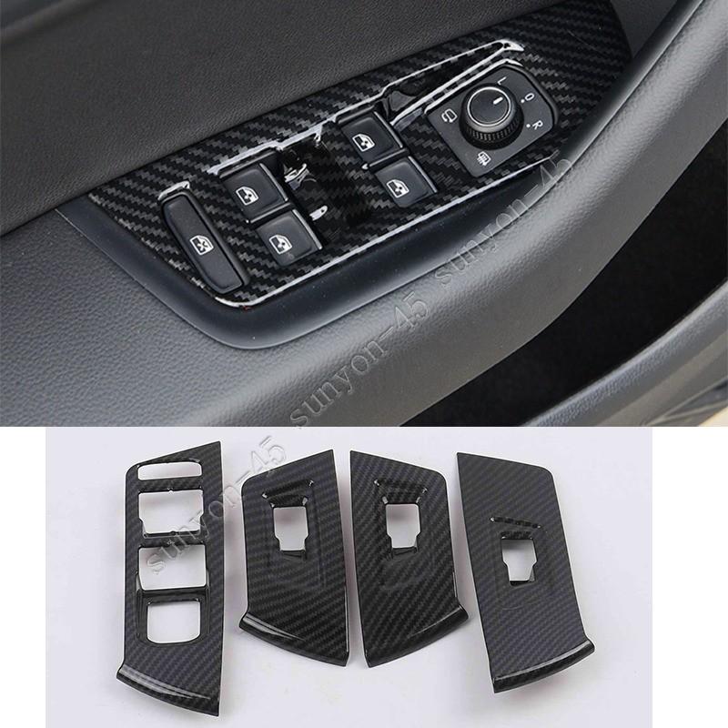 Fit For VW Arteon 2019-2020 ABS Carbon Fiber Window Switch Lock Cover Trim 4PCS