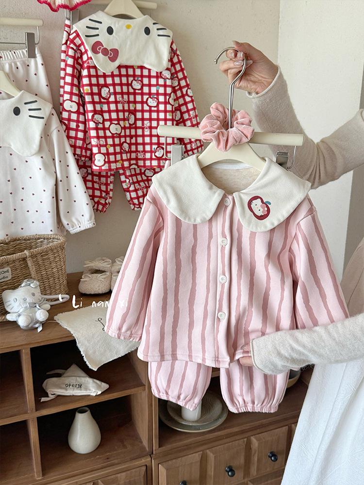 88277 Girls' Velvet Pajama Set - New 2025 Autumn/Winter Home Wear for Kids