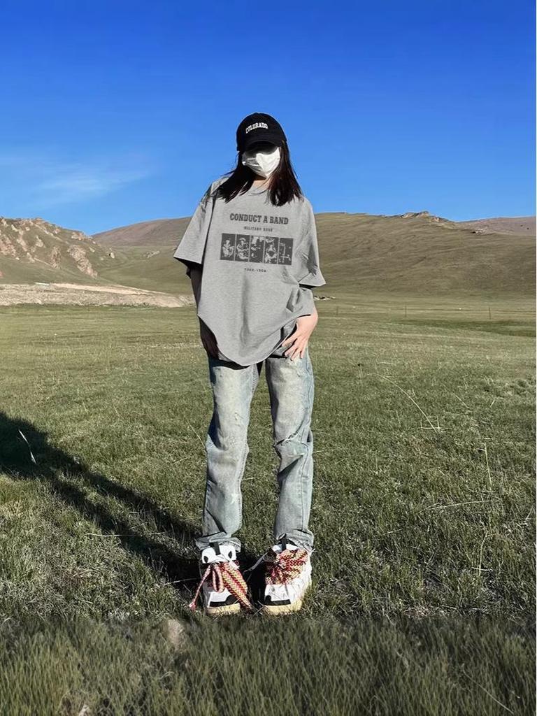 Plus Size Women's Oversized Pure Cotton Hip Hop Short Sleeve T-shirt - Summer 2026 New Arrival, High-End Feel